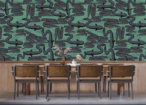 Pango And Ma: Sample - Really Eely - Aqua - Custom Sized Wallpaper Mural (per m2)
