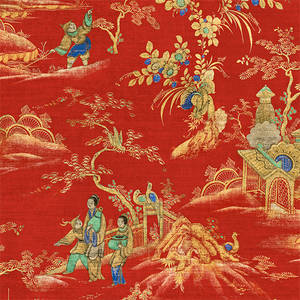 Orange: East Gardens Wallpaper - Red Orange