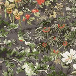 Orange: Woodland Wallpaper - Coral/Olive/Charcoal