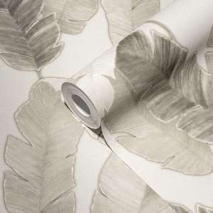 Bali Fronds Wallpaper - Grey - EXTRA WIDE