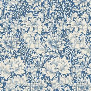 Chrysanthemum - Eden by Morris Wallpaper - Indigo Blue