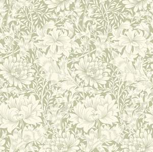 Chrysanthemum - Eden by Morris Wallpaper - Sage Green