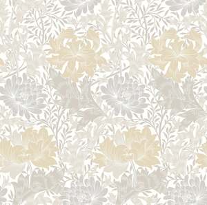 Chrysanthemum - Eden by Morris Wallpaper - Natural Stone