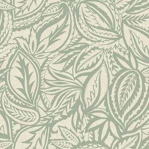 Musa – Paisley Leaf Wallpaper – Light Teal