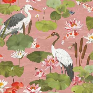 Holden Decor: Hermine – Koi Pond Wallpaper – Blush