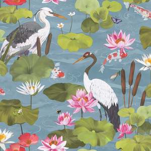Hermine – Koi Pond Wallpaper – Sky Blue