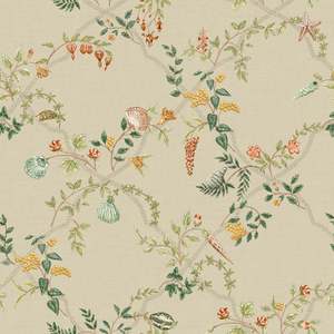 Marina – Floral Trellis Wallpaper – Coral/Beige/Green