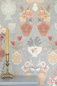 Murals 1: Summer Spritz - Vintage Blue - Custom Sized Wallpaper Mural (per m2)