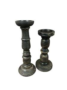 Distressed Candle Sticks - Black