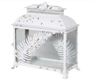 Distressed White Fern Leaf Lantern