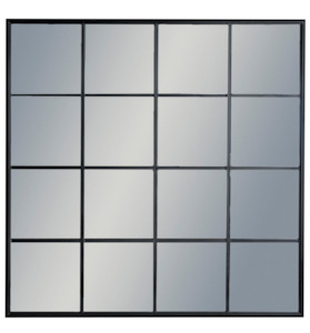LARGE BLACK SQUARE METAL WINDOW MIRROR