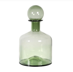 Small Green Glass Bottle with Ball Top