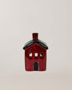 Porcelain Tealight House Village Collection Crimson Crush Cottage 9.8cm