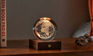 Walnut World Globe - 3D Laser Engraved LED Light