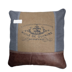 Canvas and Leather Cushion