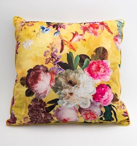 Cushion Yellow Velvet Botanical
