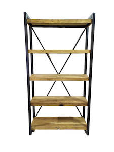 Cabinets: Rustic Wood Bookcase - 120cm