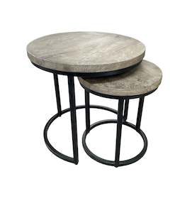 Coffee Tables: Nest of 2 Wood & Metal Side Tables