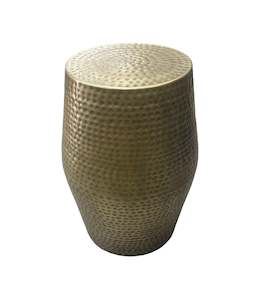 Coffee Tables: Metal Pitted Side Table