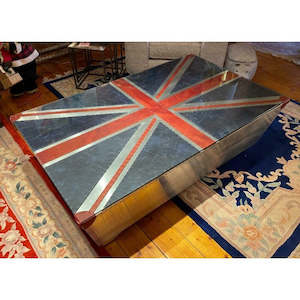 Coffee Table - Aluminium Aviation Style - Leather Union Jack