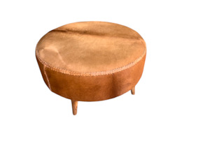 Coffee Tables: Large Hide Round Foot Stool/Coffee Table