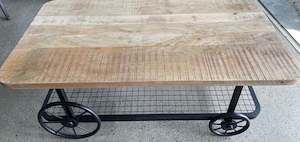 Industrial Iron and Wood Coffee Table