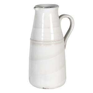 Vases Planters: Cream Distressed Ceramic Jug