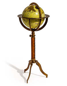 Bookends Office Decor: Large Antique Globe On Metal & Leather Stand