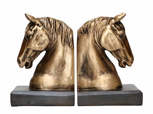 Bookends Office Decor: BOOKEND-HORSE-GOLD