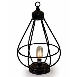 ANTIQUED IRON SMALL CAGE LED LANTERN (USB RECHARGEABLE)