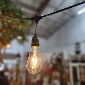 Extendable - 15m Outdoor Festoon String With Pendant Drop Shaped Bulbs