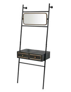 BLACK AND ANTIQUE GOLD "ORWELL" CONSOLE UNIT WITH MIRROR