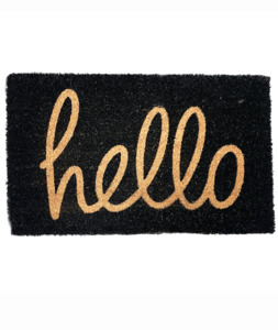 Outdoor: Black Hello Coir Doormat