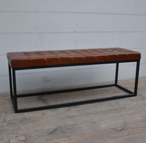 Alex Leather And Metal Bench