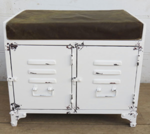 Chairs: Iron And Leather Storage Bench