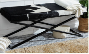 Hide Bench With X Metal Frame