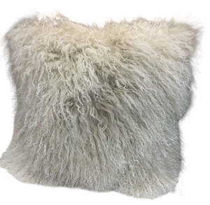 Steel Letters Numbers: Tibetan Lambs Wool Cushion - Oatmeal