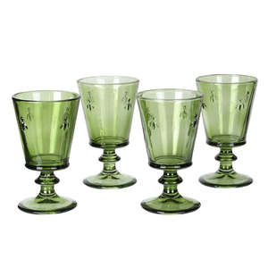 Olive Glass Bee Goblet Glass