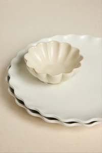 Wave Matte Ivory Dipping Bowl