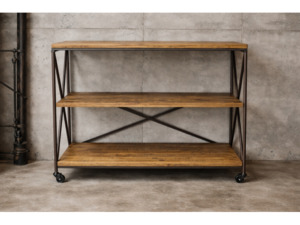 Cabinets: Industrial Shelves On Wheels