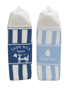 Tableware: Milk Carton Salt & Pepper Shakers Blue