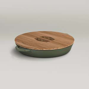 All: 36cm Olive Leaf Satin Enamel Grande Legacy Pan & Serving Lid