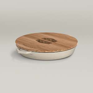 36cm Salt Stone Satin Enamel Grande Legacy Pan & Serving Lid