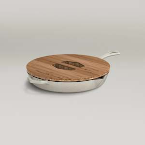 28cm Salt Stone Satin Enamel Legacy Pan & Serving Lid