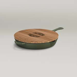 28cm Olive Leaf Satin Enamel Legacy Pan & Serving Lid