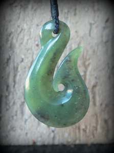 Fish Hook Hei Matau: Greenstone Fish Hook item#7334