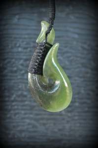 Fish Hook Hei Matau: Greenstone Fish Hook. item #7310