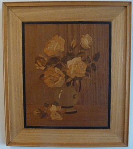 Products: Marquetry Rose Vase Plaque