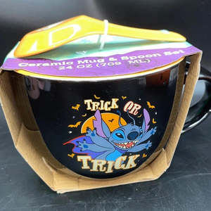 Starbucks In Stock: Stitch Halloween Ceramic bowl/mug with spoon