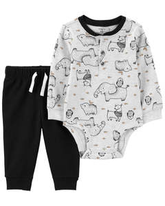 Kids Clothing In Stock: Carters 2 Piece Henley Bodysuit Pant Set